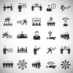 Business life set on white background icons