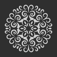 Black and white round floral element