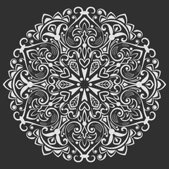 Fototapeta premium Black and white round floral element vector illustration