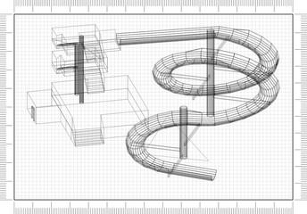 water slide Design - Architect Blueprint 