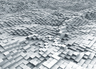 Abstract 3D white cubes topographic background