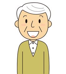 二頭身　シニア　男性　笑顔のおじいちゃん
