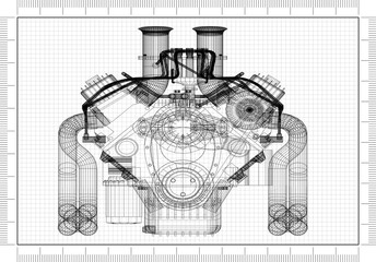 Car Engine Architect Blueprint 