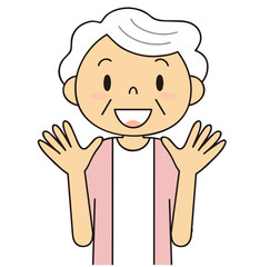 二頭身　シニア　女性　喜ぶおばあちゃん　おどろく
