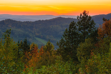 Fototapeta premium Bieszczady mountains at sunset.