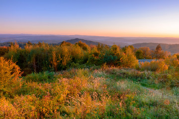 Fototapeta premium Bieszczady mountains at sunset.