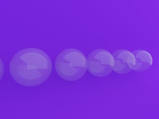 3D render minimal set of spheres shapes with reflections and a violet background. purple texture.