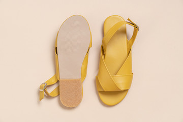 female and woman leather sandals