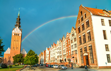 Rainbow above Elblag town in Poland