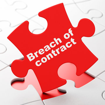 Law concept: Breach Of Contract on Red puzzle pieces background, 3D rendering