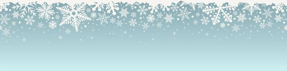 Fotobehang Abstract Christmas top snowflake seamless border. © More Images