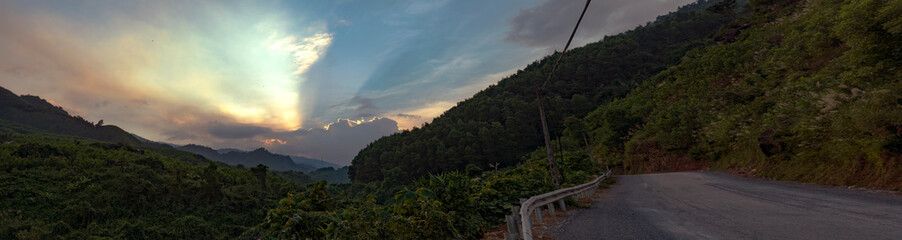 Fototapeta na wymiar Vietnamese mountain landscape, amazing view from the top 