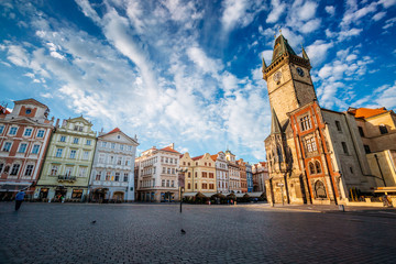 Fototapeta premium Fantastic scene of the town Hall on the old town square on Prague