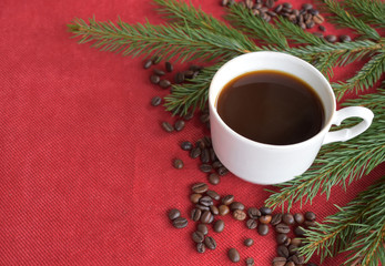 White Cup with drink on bright background