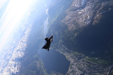 Wingsuit skydiving over Norway