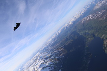 Wingsuit skydiving over Norway