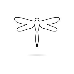 Black Dragonfly insect line icon