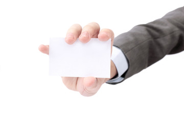 Obraz premium businessman showing an empty credit card.Plastic Bank cards design layout
