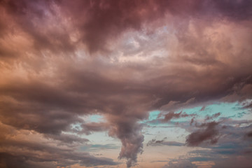 Fototapeta na wymiar beautiful sunset and clouds in the shape of a vortex