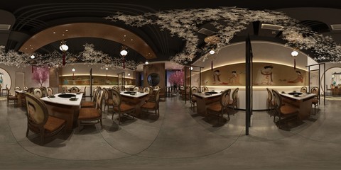 3d render of 360 degrees home interior, living room.