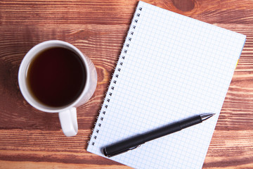 coffee pen and notebook