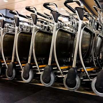 Luggage trolley carts at the airport
