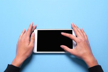 tablet and hand