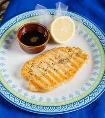 roasted salmon steak with sauce