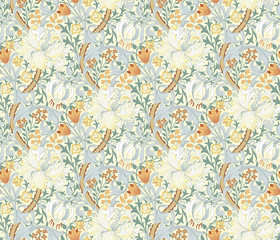 Floral seamless pattern. Modern seamless pattern for interior decoration, wrapping paper, graphic design and textile. Vector illustration. Backgrounds.