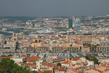 Fototapeta na wymiar City and passenger-and-freight port. Marseille, France
