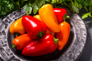 Group of  mini paprica, red, yellow and orange