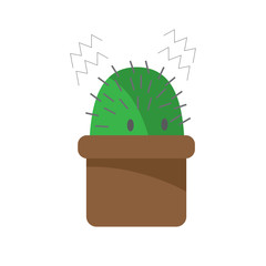 Cactus cartoon character scared on white background icon