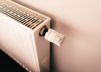 Heating controller closeup with copy space right