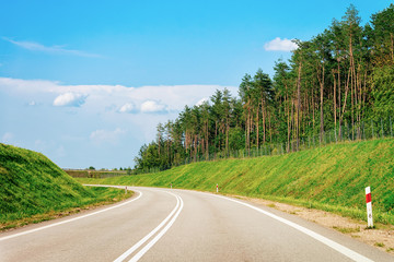 Fototapeta na wymiar Scenery of road at forest of Poland