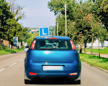 Driving School Car On Road In Poland