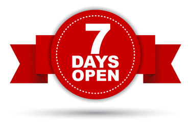 red vector banner seven days open
