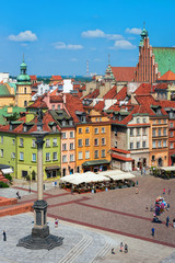 Naklejka na ściany i meble Aerial view on Sigismund Column Castle Square in Warsaw