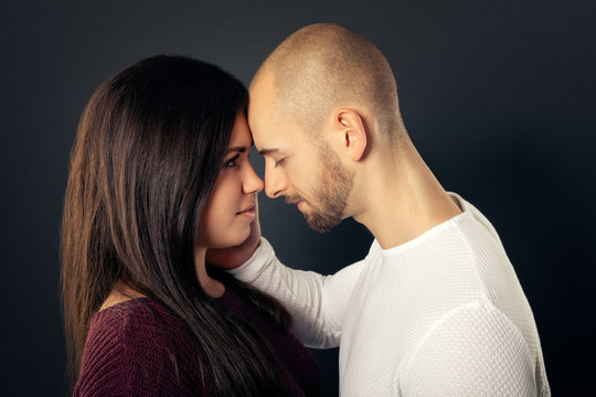 sensual couple face to face