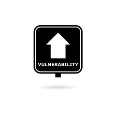 Black Vulnerability road sign, simple icon or logo