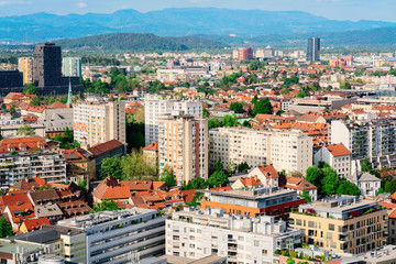Fototapeta premium Cityscape of modern city center in Ljubljana