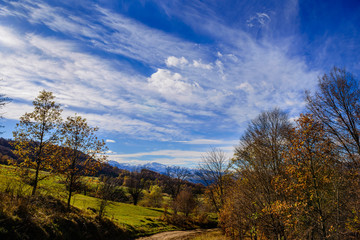 Beautiful forest landscape with amazing clouds, Armenia