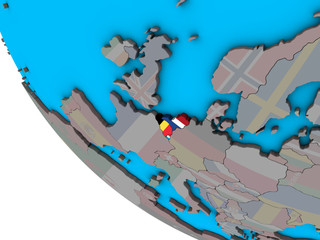 Benelux Union with embedded national flags on simple 3D globe.