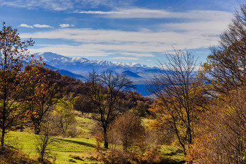 Beautiful forest landscape with amazing clouds, Armenia