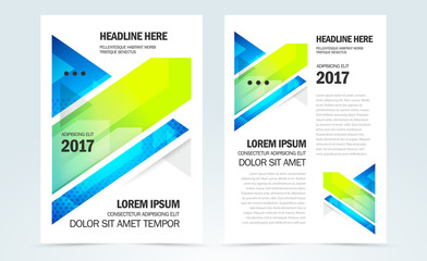 Set Brochure Design Template Cover Flyer print size A4 booklet business report, triangles geometric abstract