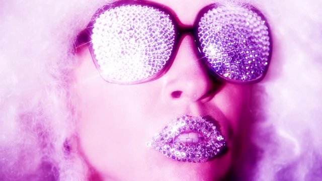 lips diamonds face woman disco crystals