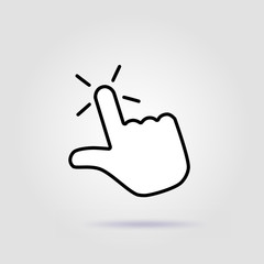 Finger click vector illustration on gray background with soft shadow