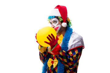 Young funny clown comedian isolated on white 
