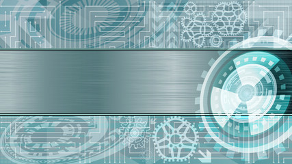 Background of futuristic technology with metallic plate for text