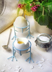 Breakfast with eggs and salt for two