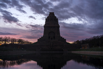 Fototapeta na wymiar Sunset at the Monument to the Battle of the Nations, Leipzig, Germany